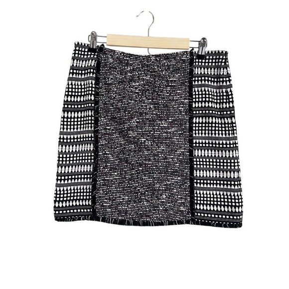 Loft Chic Animal Print Skirt 10 Black Tweed Indie Hippie Edgy Urban Western 80s - Picture 1 of 10